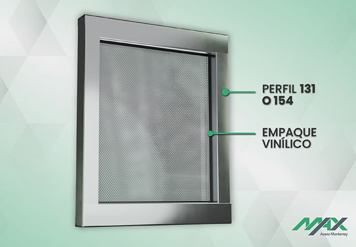 Vector del bastidor para la colocación de tela mosquitera en una ventana de herrería 